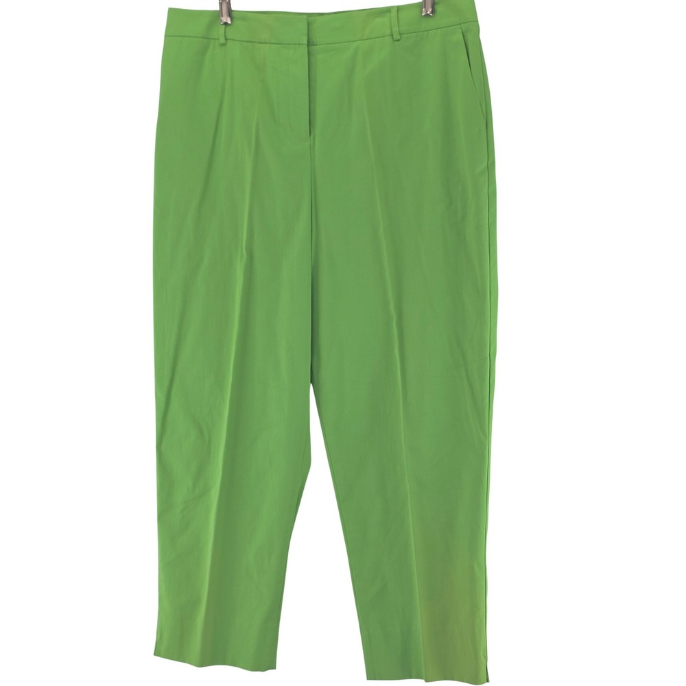Talbots Trousers Womens 14 Green Stretch Cotton Straight Leg Career Pants